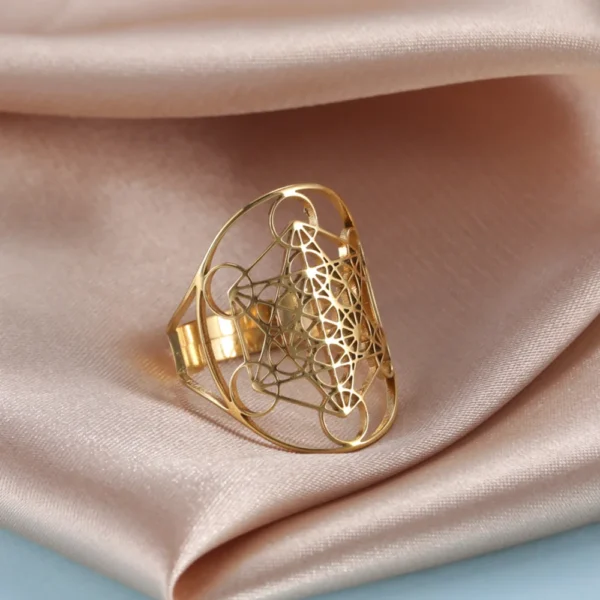Skyrim Angel Seal Metatron Cube Ring – Stainless Steel Sacred Geometry Spiritual Jewelry
