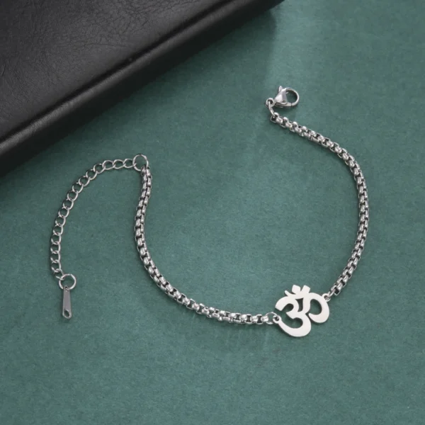 Dawapara Om Ohm Aum Charm Bracelet – Stainless Steel Yoga & Spiritual Amulet
