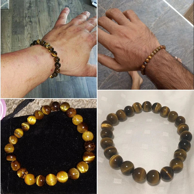 Trendy Tiger Eye Stone Beads Bracelet – Handmade Stretch Yoga Meditation Jewelry for Men
