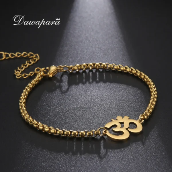 Dawapara Om Ohm Aum Charm Bracelet – Stainless Steel Yoga & Spiritual Amulet