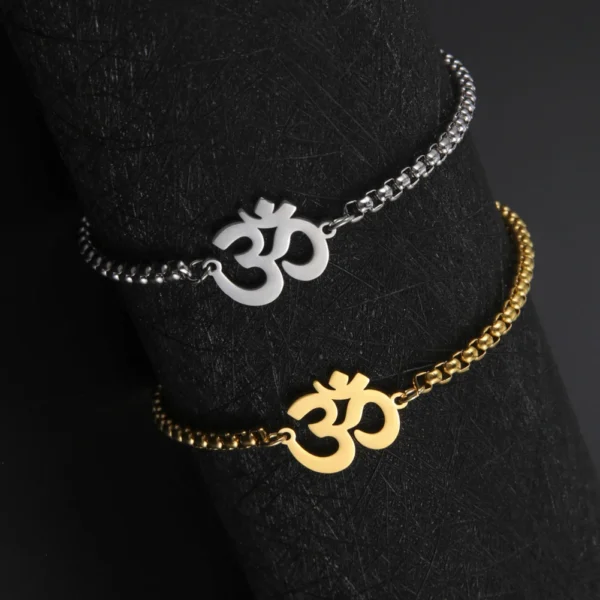 Dawapara Om Ohm Aum Charm Bracelet – Stainless Steel Yoga & Spiritual Amulet