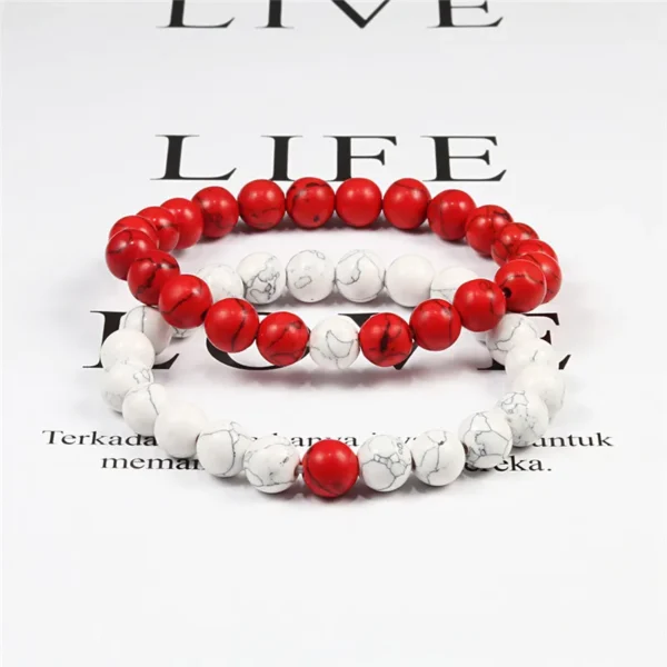 Couples Distance Bracelets – Black & White Lava Stone and Tiger Eye Beaded Yoga Jewelry