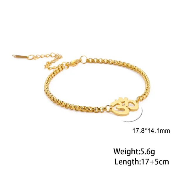Dawapara Om Ohm Aum Charm Bracelet – Stainless Steel Yoga & Spiritual Amulet