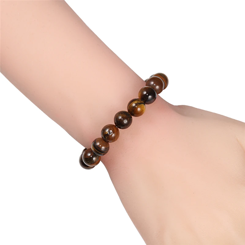 Trendy Tiger Eye Stone Beads Bracelet – Handmade Stretch Yoga Meditation Jewelry for Men