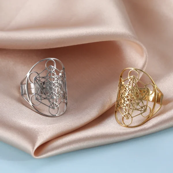 Skyrim Angel Seal Metatron Cube Ring – Stainless Steel Sacred Geometry Spiritual Jewelry