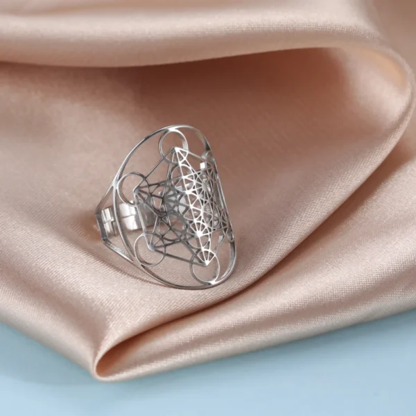 Skyrim Angel Seal Metatron Cube Ring – Stainless Steel Sacred Geometry Spiritual Jewelry