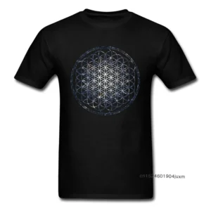 Mandala T-Shirt for Men - Flower of Life Sacred Geometry Cotton Tee