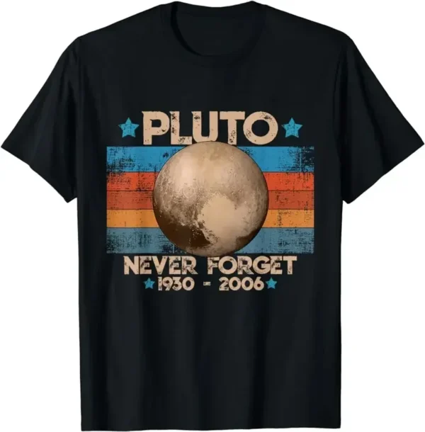 Never Forget Pluto Retro T-Shirt - Space Science Tee for Men