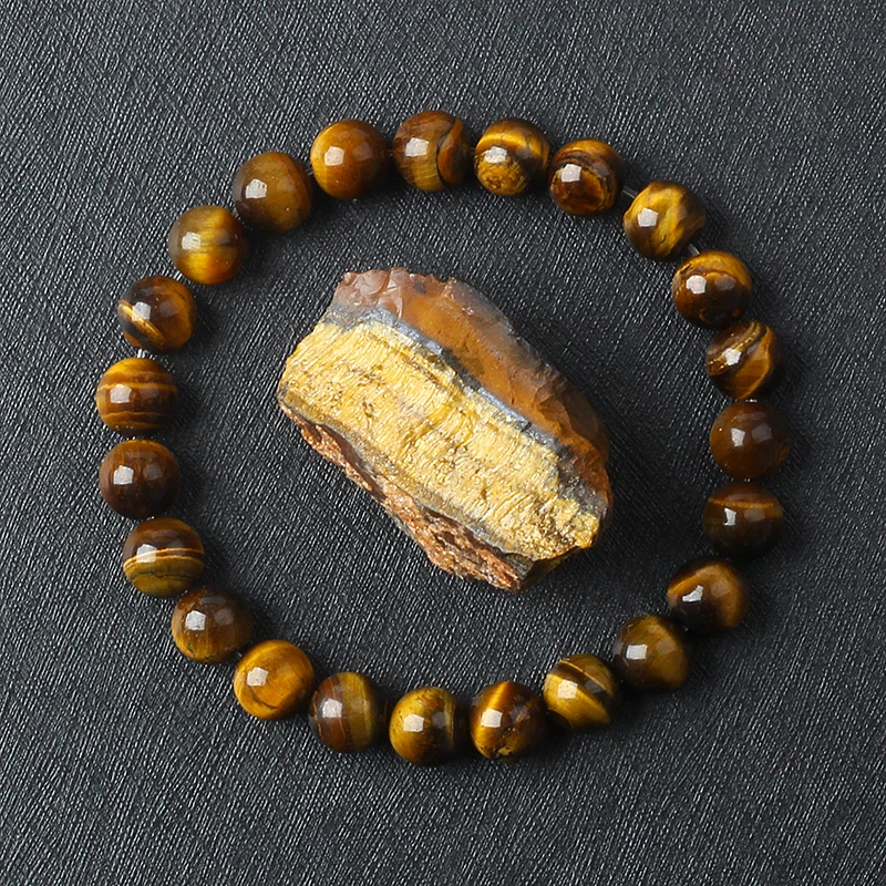 Charm Natural Tiger Eye Bracelet – 5A Stone Healing Jewelry for Men and Women