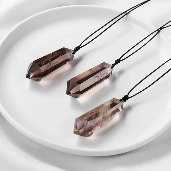 Natural Smoky Quartz Double Point Chakra Pendant – Healing Crystal Necklace