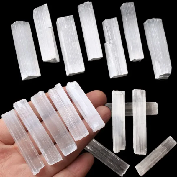 Natural Gypsum Selenite Wand – Raw Gemstone for Reiki and Healing Jewelry