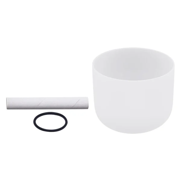 8" F Note Heart Chakra Frosted Quartz Crystal Singing Bowl - Sound Healing