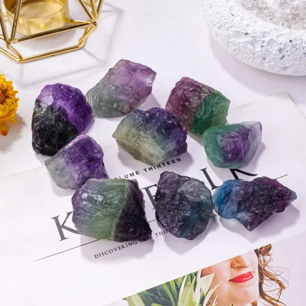 50g Natural Rainbow Fluorite – Raw Healing Crystals for Decor & Aquariums