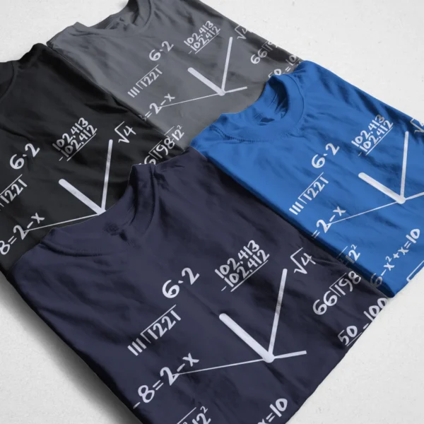 COOLMIND 100% Cotton Funny Math Clock Print T-Shirt - Casual Short Sleeve