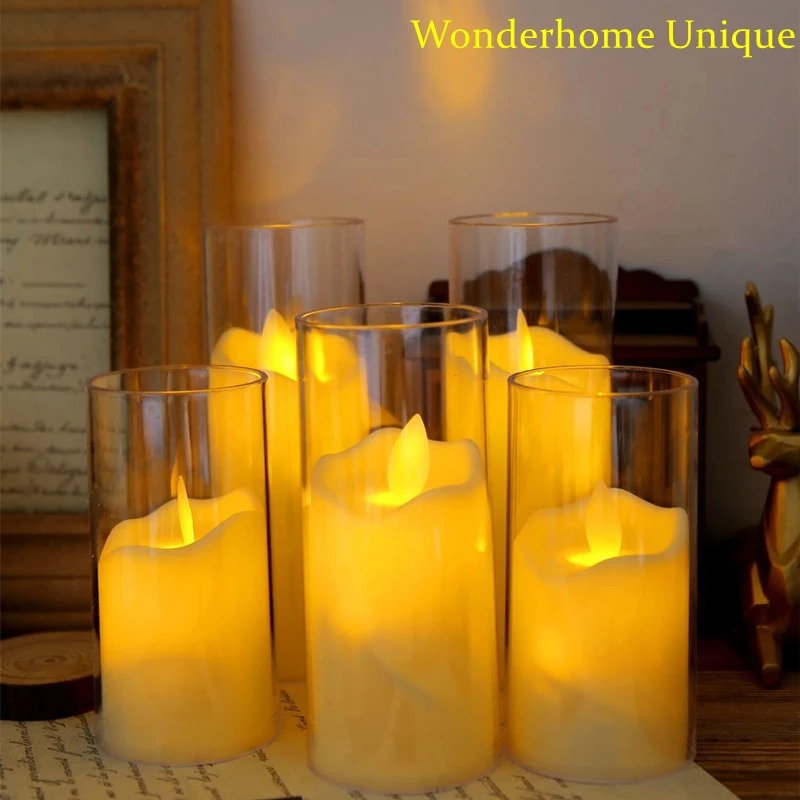 Flameless Flickering LED Acrylic Candles - Battery-Powered Decor Lights