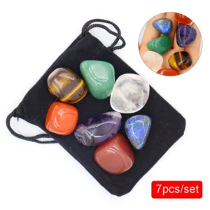 7PC Natural Polished Agate Chakra Stones Set – Reiki Healing & Home Decor
