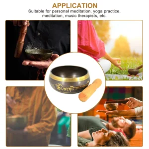 Tibetan Buddha Singing Bowl - Brass Meditation Bell with Striker