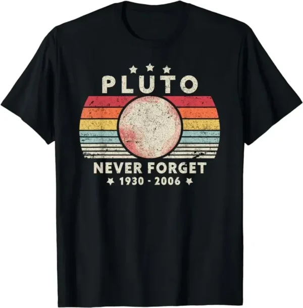 Never Forget Pluto Retro T-Shirt - Space Science Tee for Men