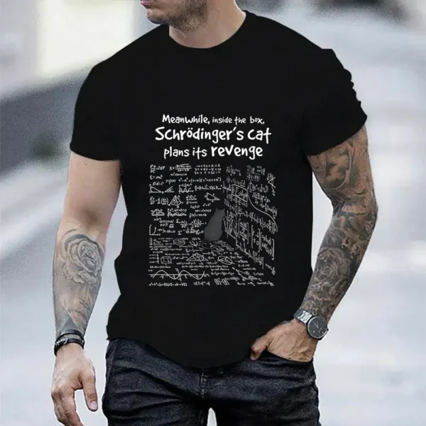 Funny 'Cat's Revenge' Math Formula T-Shirt for Men & Women - Cartoon Anime Graphic Tee