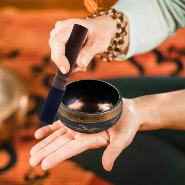 Tibetan Singing Bowl Set – Lotus Design for Meditation, Healing & Mindfulness