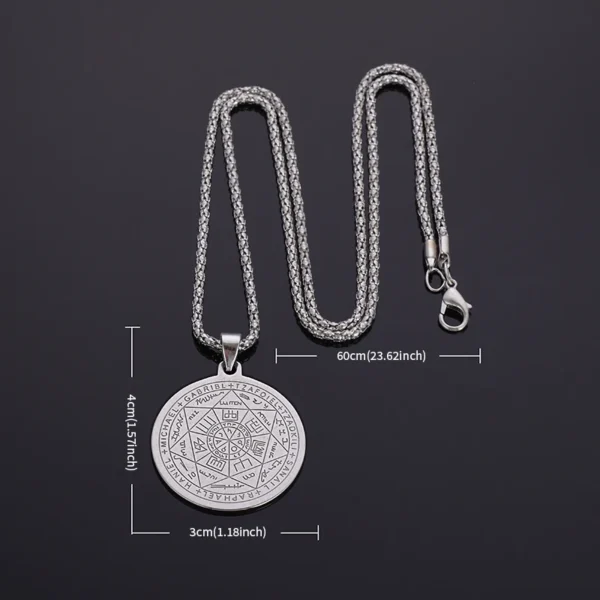 Seven Archangels Amulet Necklace – Stainless Steel Spiritual Protection Jewelry for Men