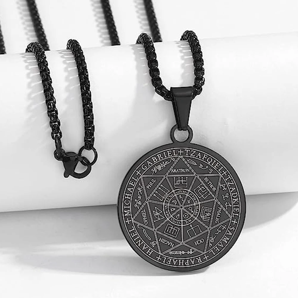 Seal of the 7 Archangels Pendant – Stainless Steel Protection Talisman for Men