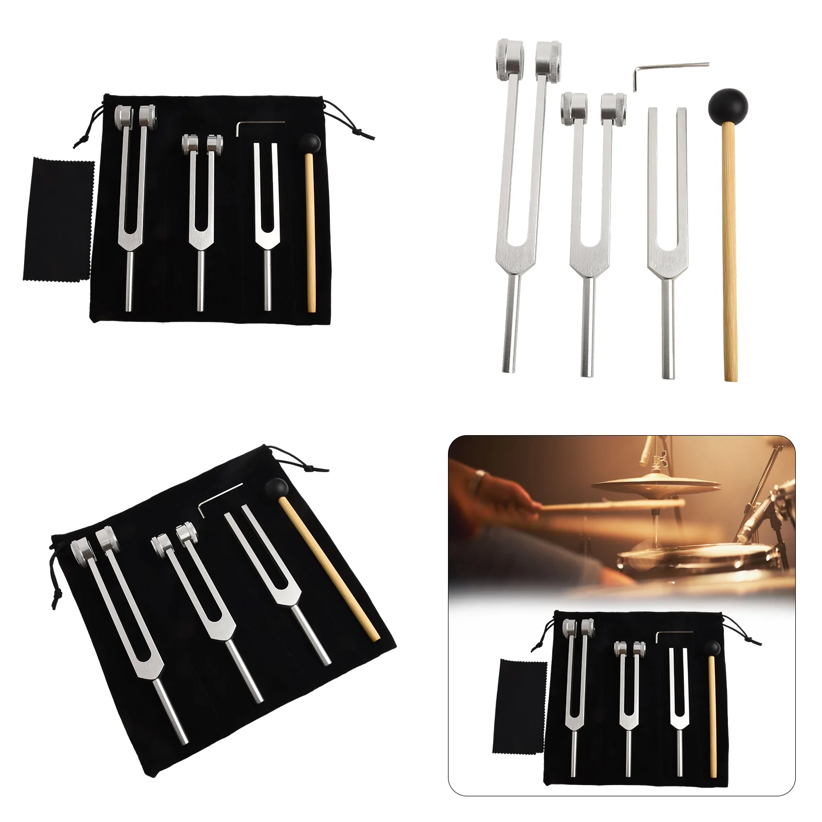 Tuning Forks Hammer Set - 128Hz, 256Hz, 512Hz for Sound Healing