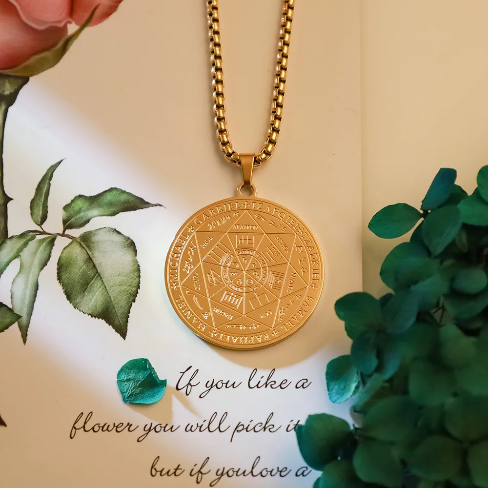 Seal of the 7 Archangels Pendant – Stainless Steel Protection Talisman for Men