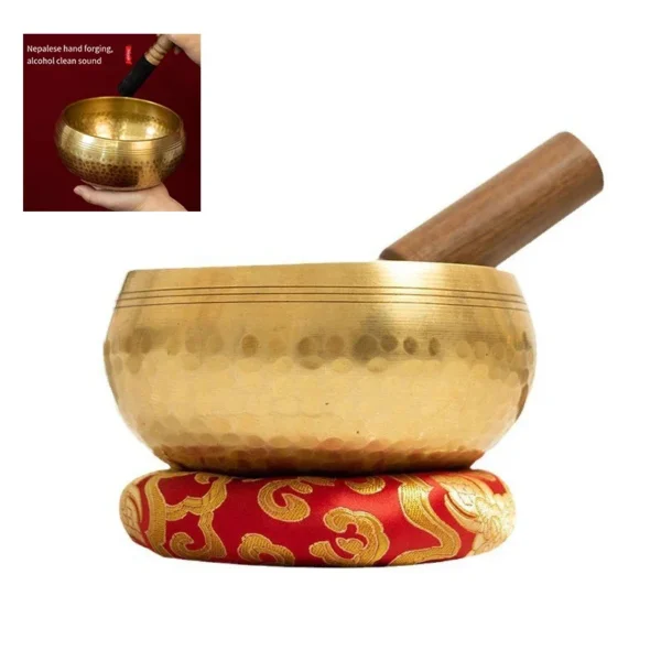 Handmade Tibetan Bell Meditation Bowl – Copper Singing Bowl for Yoga & Stress Relief