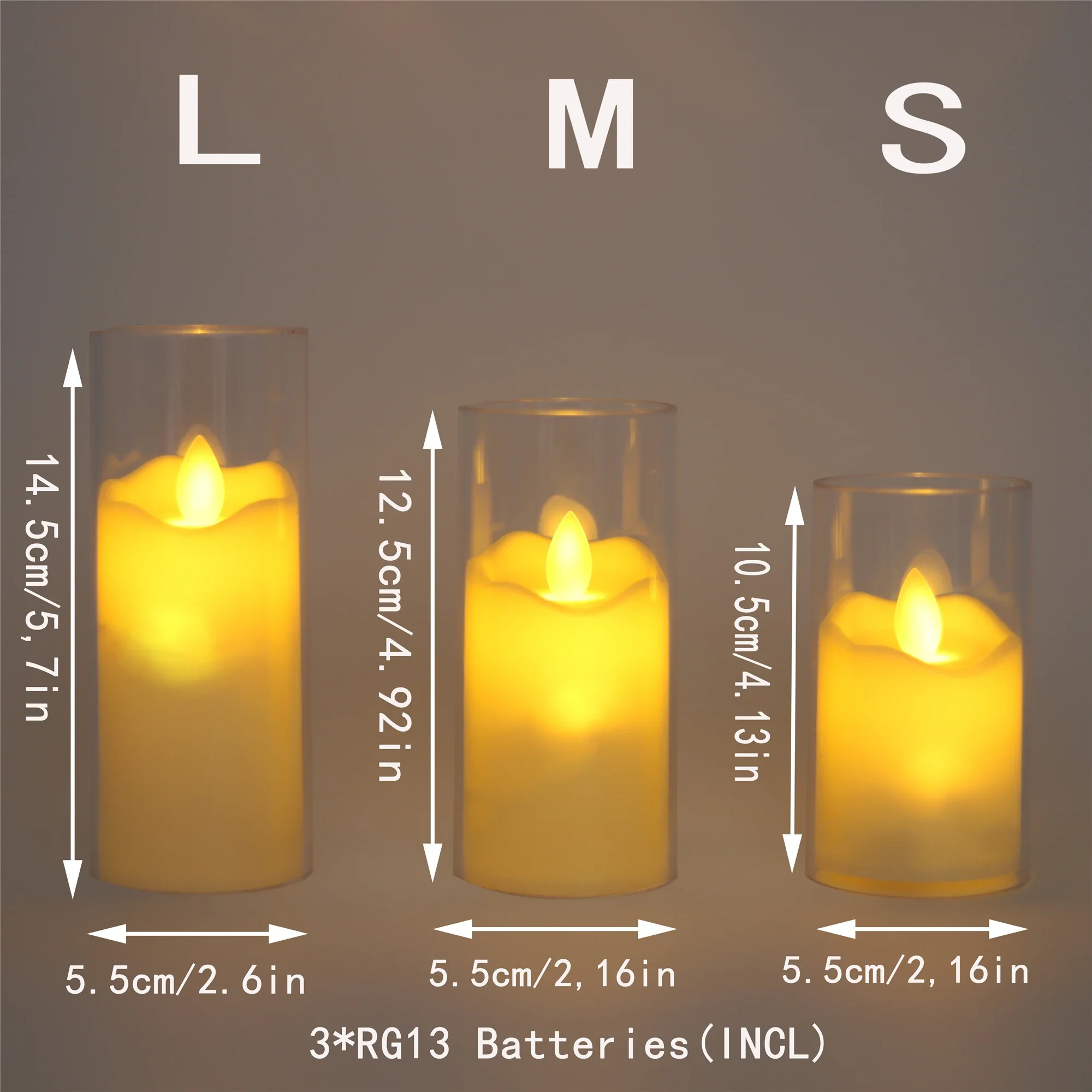 Flameless Flickering LED Acrylic Candles - Battery-Powered Decor Lights