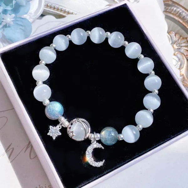 Fantasy Blue Crystal Star Chain Tassel Bracelet for Women – Perfect Best Friend Gift