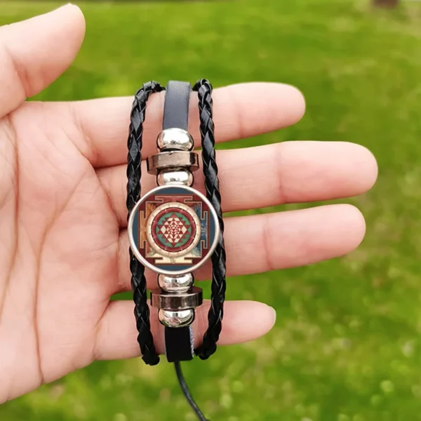 Metatron Cube Bracelet – Handwoven Leather Geometry & Spiritual Jewelry for Men & Women