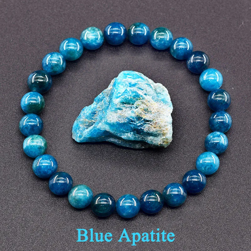 Original Reiki Blue Apatite Beads Bracelet – Natural Stone Jewelry for Health and Enthusiasm