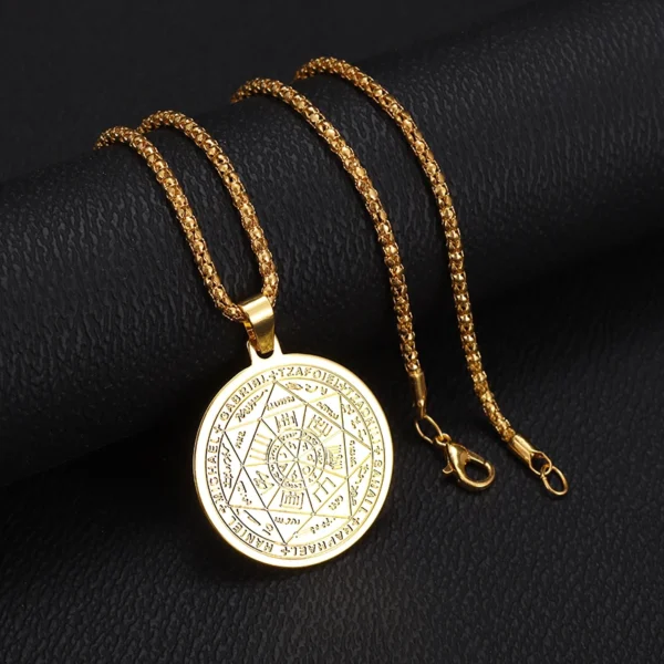 Seven Archangels Amulet Necklace – Stainless Steel Spiritual Protection Jewelry for Men