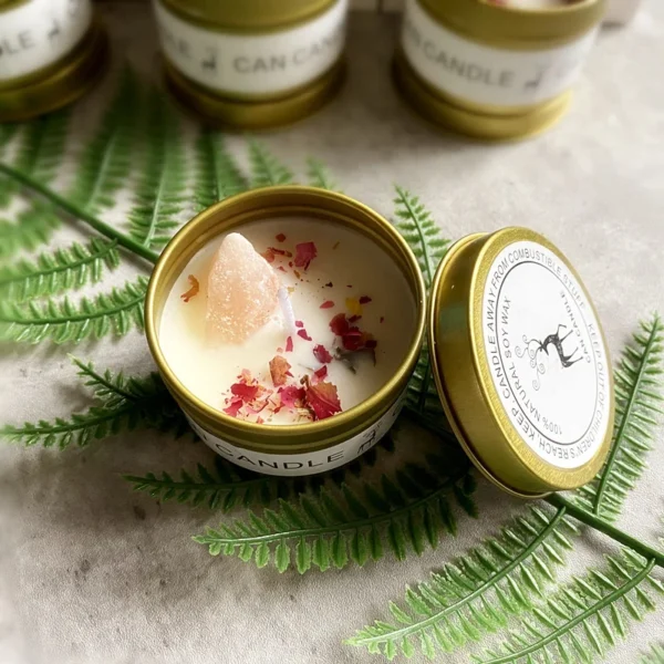 Crystal Soy Wax Candle with Dried Flowers - Long-Lasting Fragrance Jar
