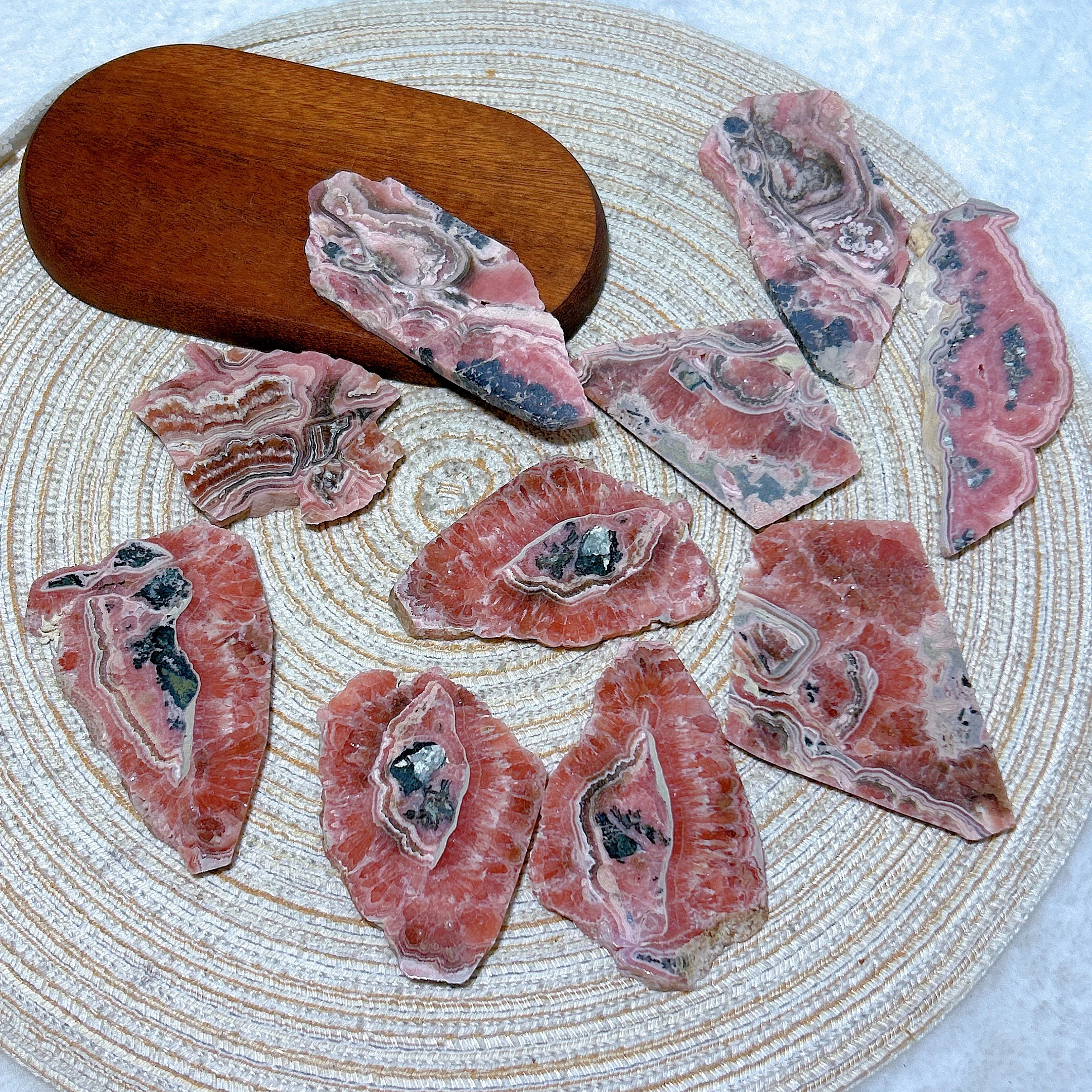 Healing Natural Rhodochrosite Slab Slice – High-Quality Gemstone for Home Decor