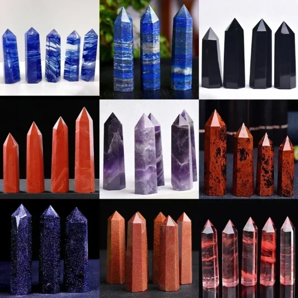 Natural Crystal Point Wands – Rose Quartz & Amethyst for Home Decor & Craft