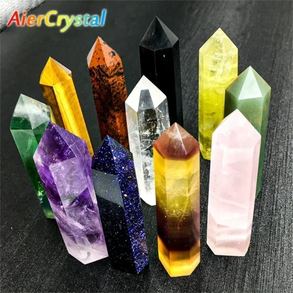 Natural Crystal Point Wands – Rose Quartz & Amethyst for Home Decor & Craft