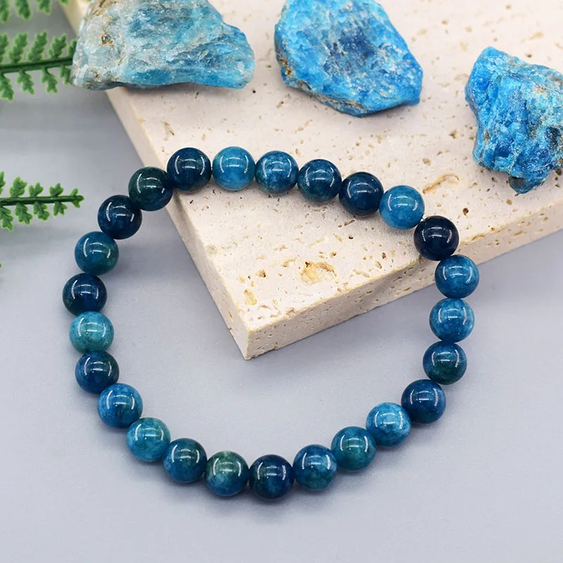 Original Reiki Blue Apatite Beads Bracelet – Natural Stone Jewelry for Health and Enthusiasm