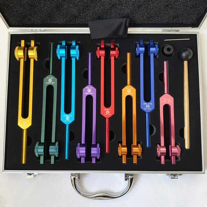 8-Piece Colorful Tuning Fork Set - Aluminum Alloy for Sound Healing