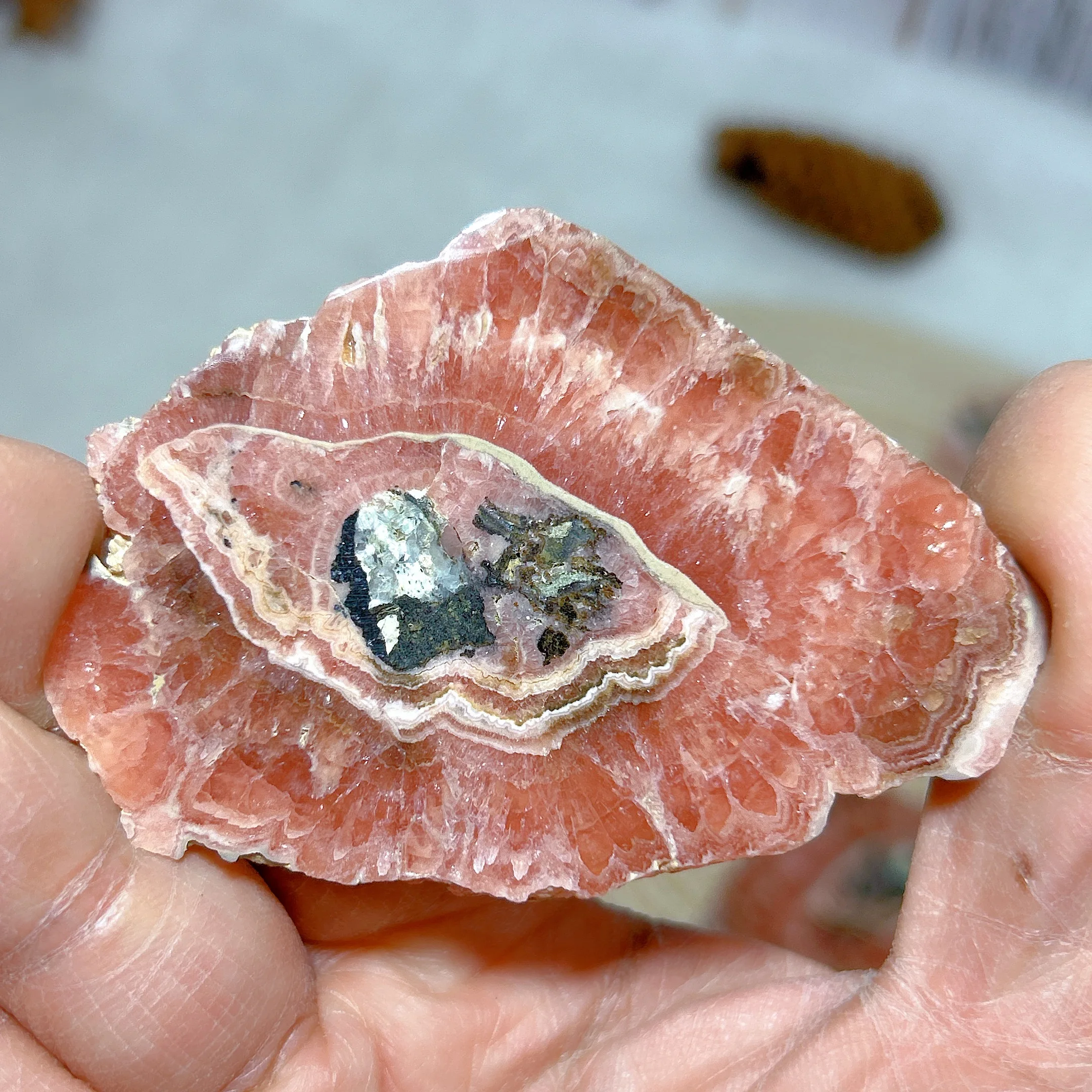 Healing Natural Rhodochrosite Slab Slice – High-Quality Gemstone for Home Decor