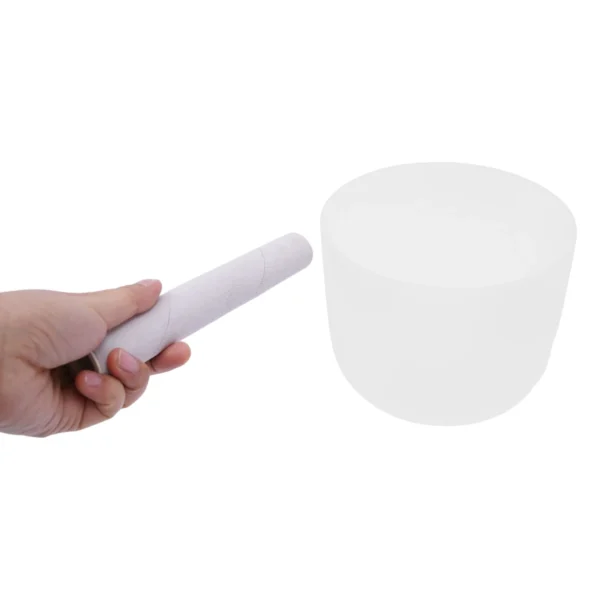 8" F Note Heart Chakra Frosted Quartz Crystal Singing Bowl - Sound Healing