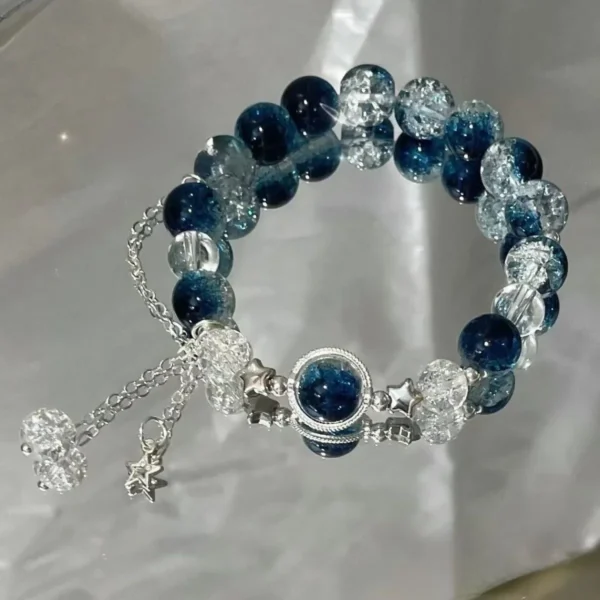 Fantasy Blue Crystal Star Chain Tassel Bracelet for Women – Perfect Best Friend Gift