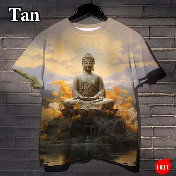 Harajuku 3D Print Buddha Sakyamuni T-Shirt - Spiritual Totem Streetwear for Kids