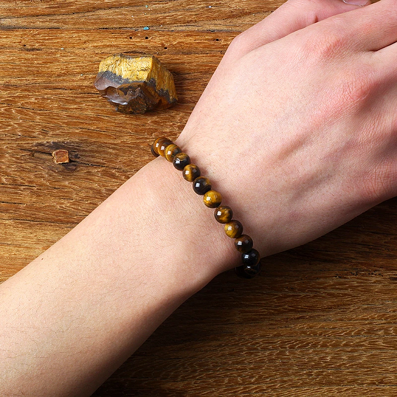Charm Natural Tiger Eye Bracelet – 5A Stone Healing Jewelry for Men and Women