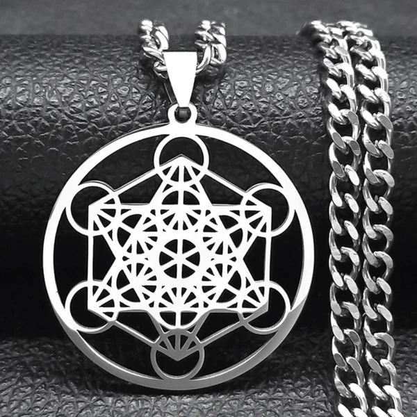 Sacred Geometry Metatron Cube Necklace – Gold Amulet for Chakra & Spirituality