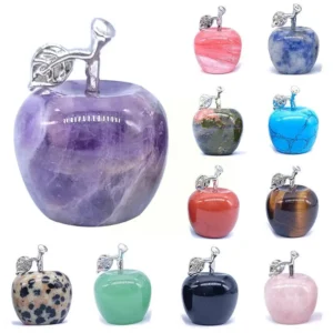 30MM Natural Carved Apple Statue – Healing Crystal Gemstone Figurine Ornament