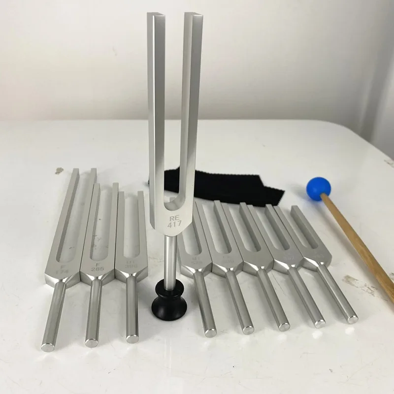 9-Piece Healing Tuning Fork Set - 528Hz Medical Diapason Therapy