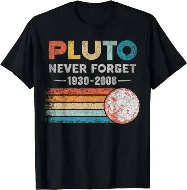 Never Forget Pluto Retro T-Shirt - Space Science Tee for Men