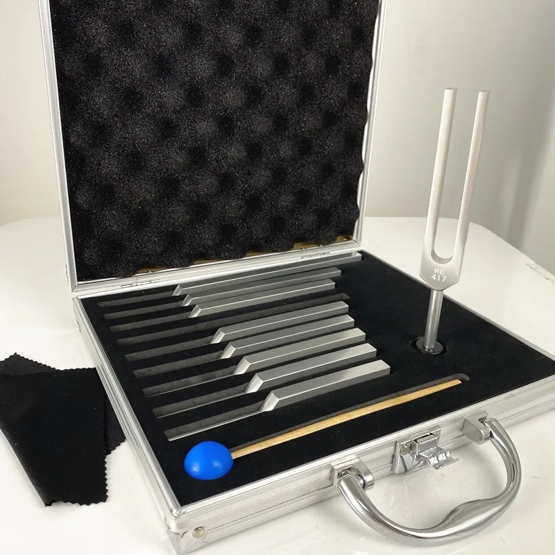 9-Piece Healing Tuning Fork Set - 528Hz Medical Diapason Therapy